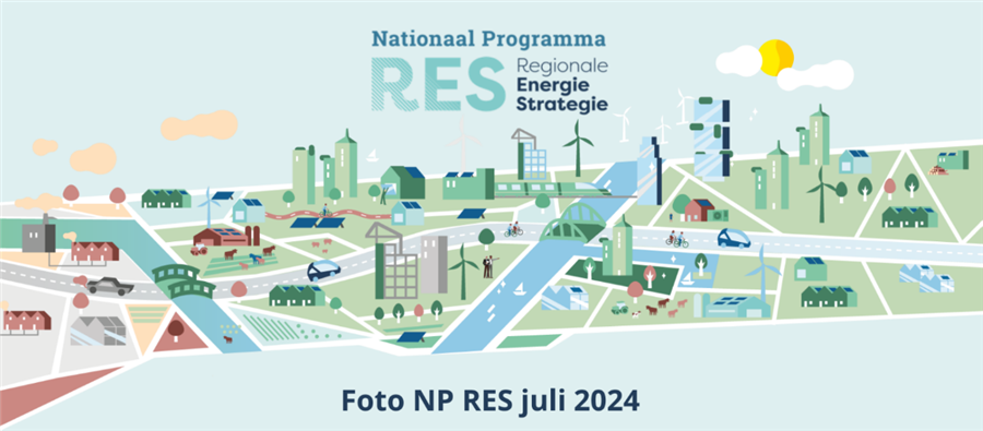 Decoratieve afbeelding met logo NP RES en tekst Foto NP RES juli 2024.